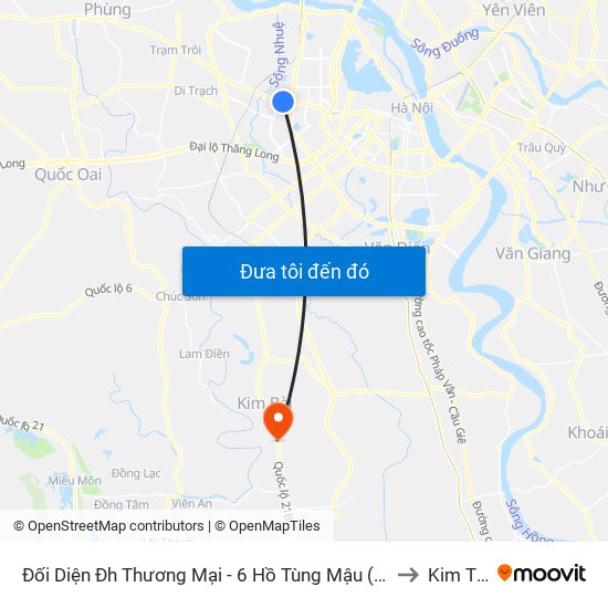 Đối Diện Đh Thương Mại - 6 Hồ Tùng Mậu (Cột Sau) to Kim Thư map