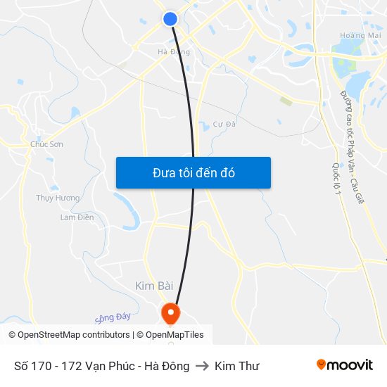 Số 170 - 172 Vạn Phúc - Hà Đông to Kim Thư map