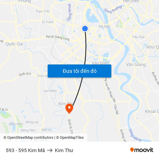 593 - 595 Kim Mã to Kim Thư map