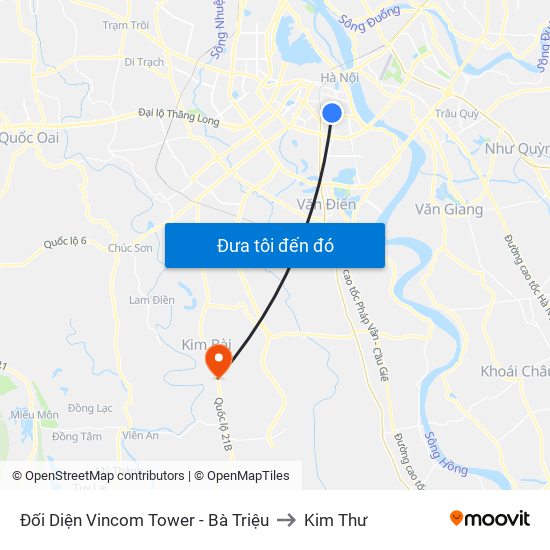 Đối Diện Vincom Tower - Bà Triệu to Kim Thư map