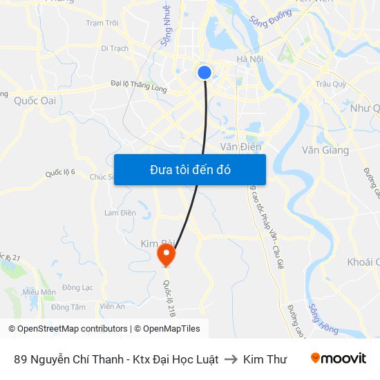 89 Nguyễn Chí Thanh - Ktx Đại Học Luật to Kim Thư map