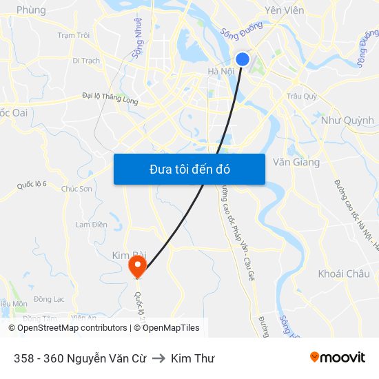 358 - 360 Nguyễn Văn Cừ to Kim Thư map