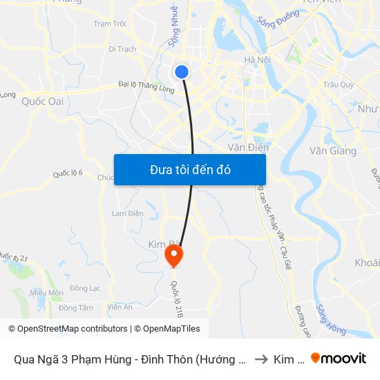 Qua Ngã 3 Phạm Hùng - Đình Thôn (Hướng Đi Phạm Văn Đồng) to Kim Thư map