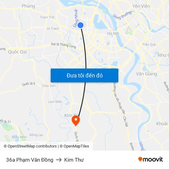 36a Phạm Văn Đồng to Kim Thư map