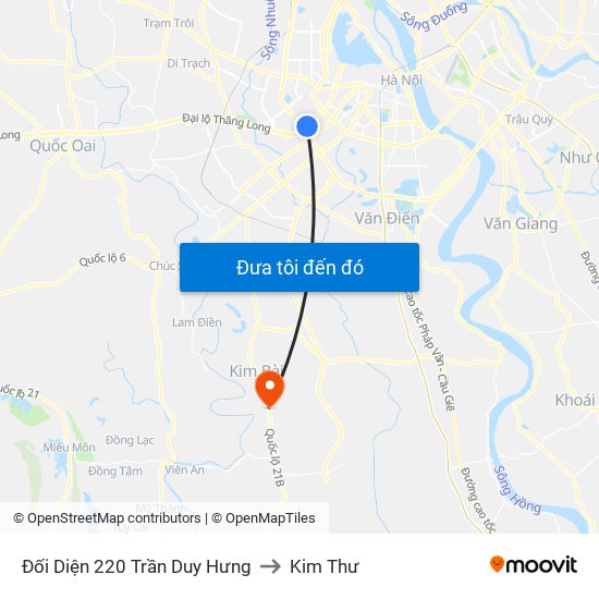 Đối Diện 220 Trần Duy Hưng to Kim Thư map