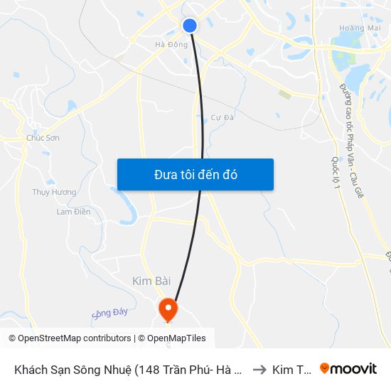 Khách Sạn Sông Nhuệ (148 Trần Phú- Hà Đông) to Kim Thư map