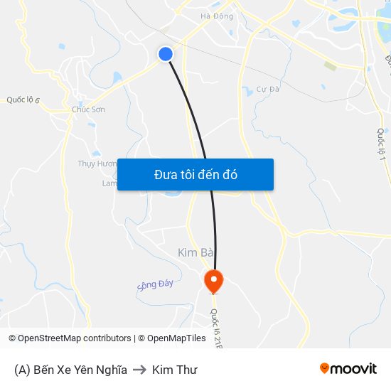 (A) Bến Xe Yên Nghĩa to Kim Thư map