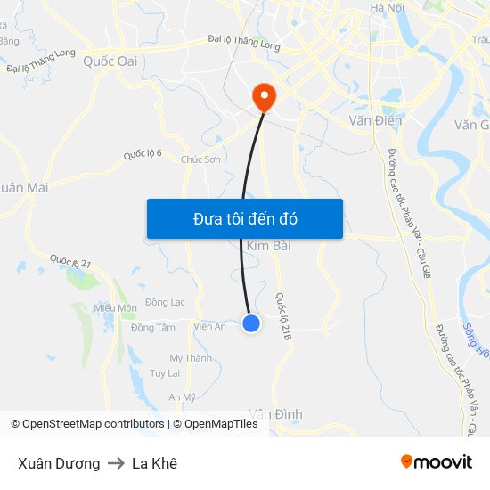 Xuân Dương to La Khê map