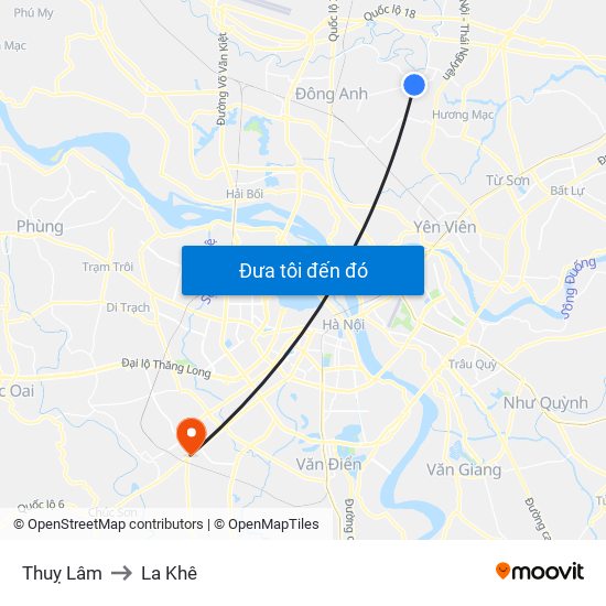 Thuỵ Lâm to La Khê map