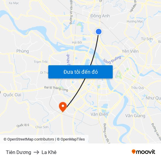 Tiên Dương to La Khê map