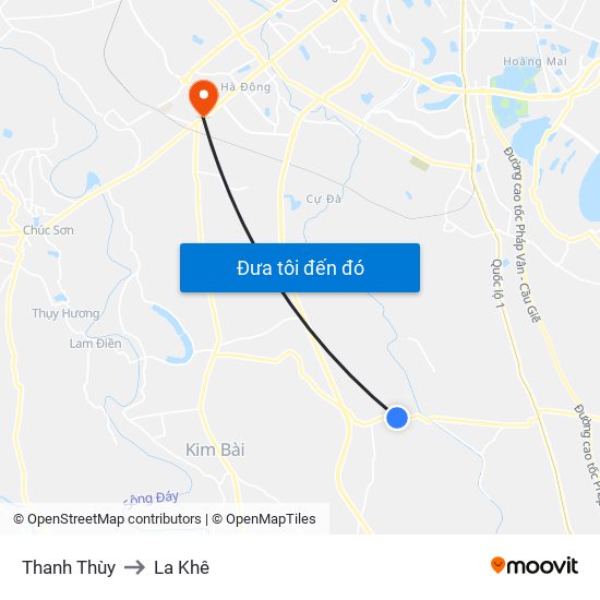 Thanh Thùy to La Khê map