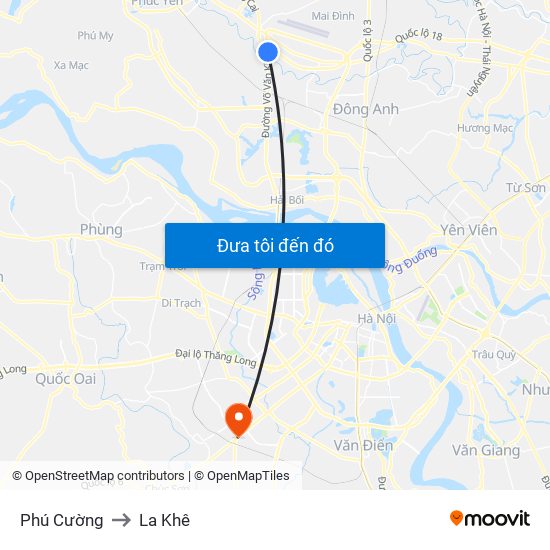 Phú Cường to La Khê map