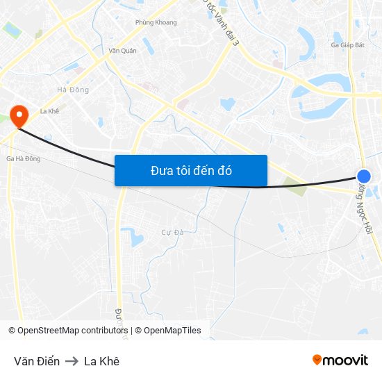 Văn Điển to La Khê map
