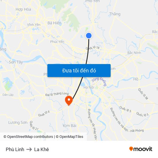 Phù Linh to La Khê map