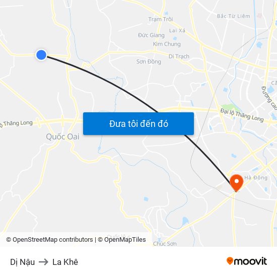 Dị Nậu to La Khê map