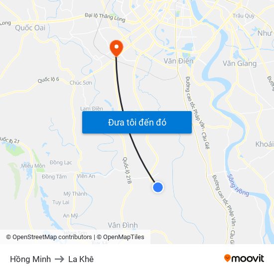 Hồng Minh to La Khê map