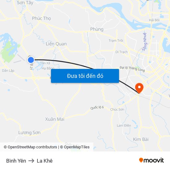 Bình Yên to La Khê map