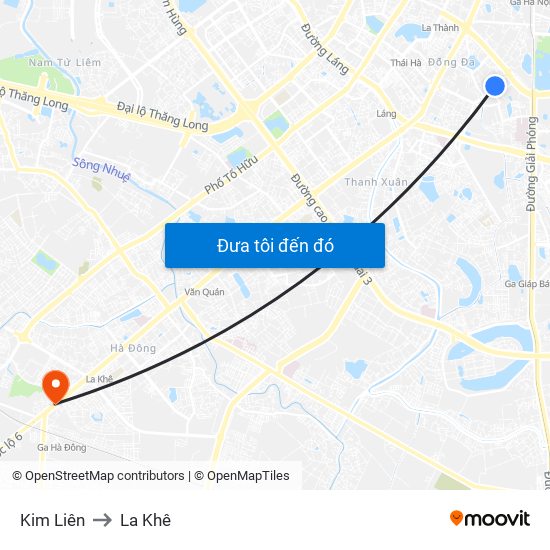 Kim Liên to La Khê map