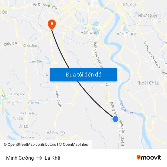 Minh Cường to La Khê map