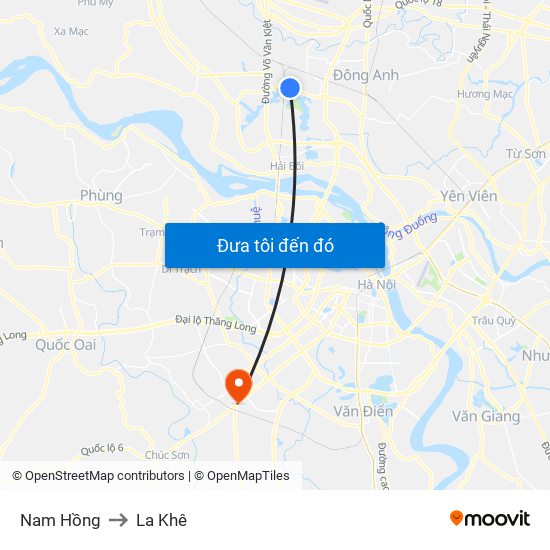 Nam Hồng to La Khê map