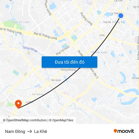 Nam Đồng to La Khê map