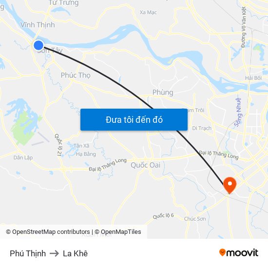 Phú Thịnh to La Khê map