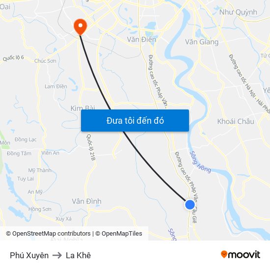 Phú Xuyên to La Khê map