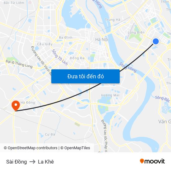 Sài Đồng to La Khê map