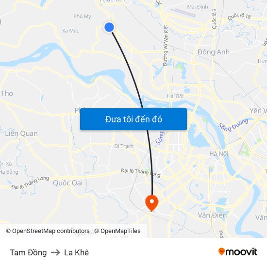Tam Đồng to La Khê map