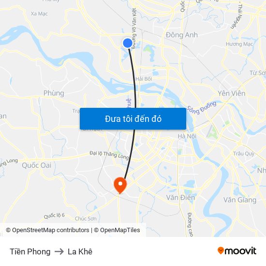Tiền Phong to La Khê map