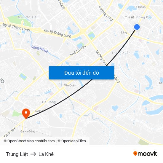 Trung Liệt to La Khê map