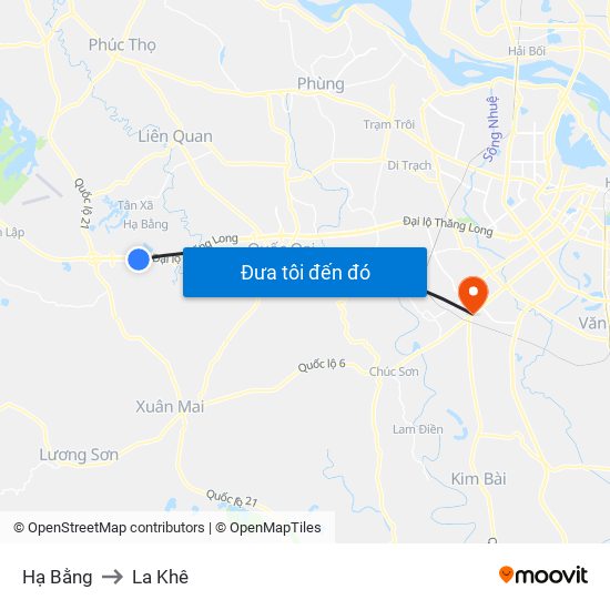 Hạ Bằng to La Khê map