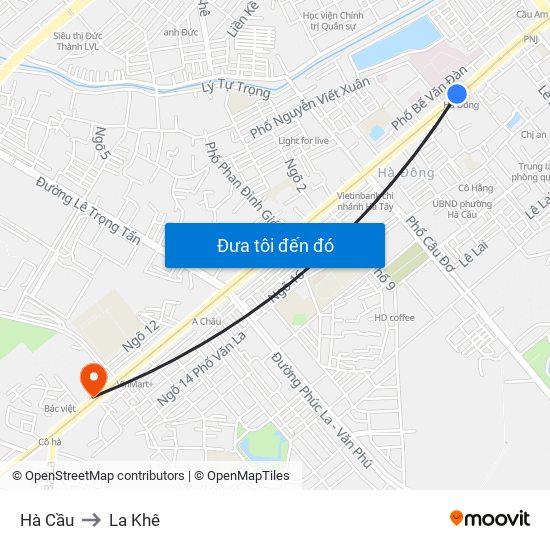 Hà Cầu to La Khê map