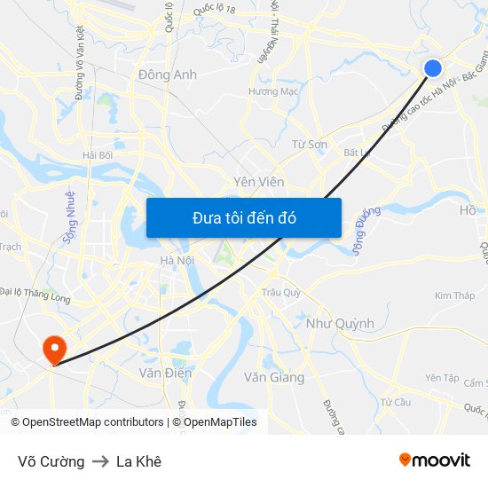 Võ Cường to La Khê map