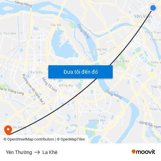 Yên Thường to La Khê map