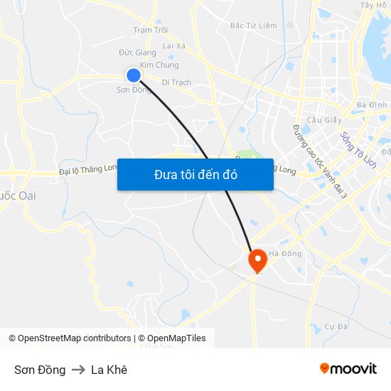 Sơn Đồng to La Khê map