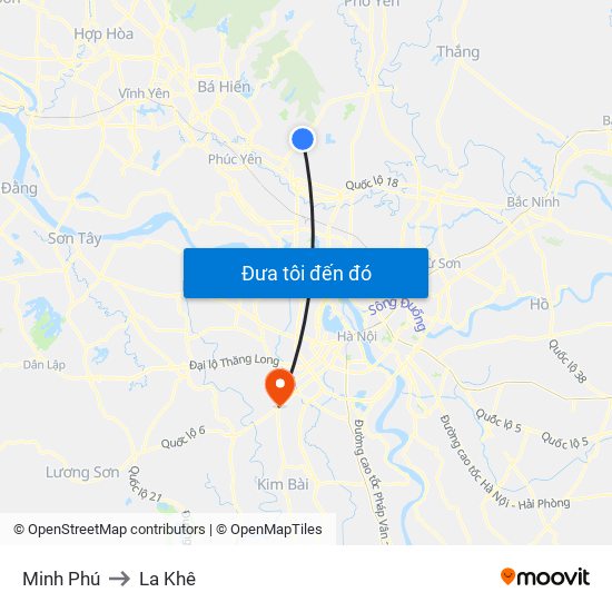Minh Phú to La Khê map