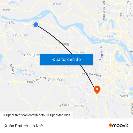 Xuân Phú to La Khê map