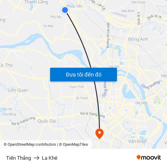 Tiến Thắng to La Khê map