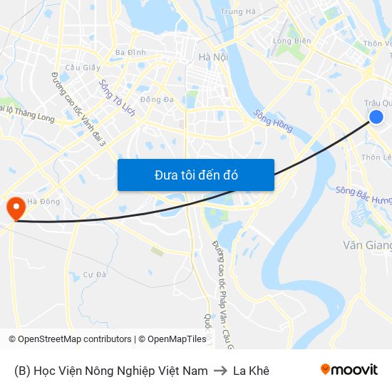 (B) Học Viện Nông Nghiệp Việt Nam to La Khê map