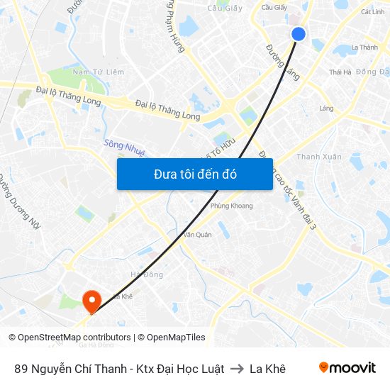 89 Nguyễn Chí Thanh - Ktx Đại Học Luật to La Khê map