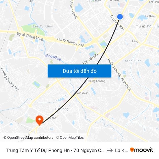 Trung Tâm Y Tế Dự Phòng Hn - 70 Nguyễn Chí Thanh to La Khê map