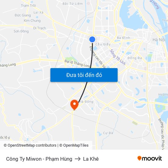 Công Ty Miwon - Phạm Hùng to La Khê map
