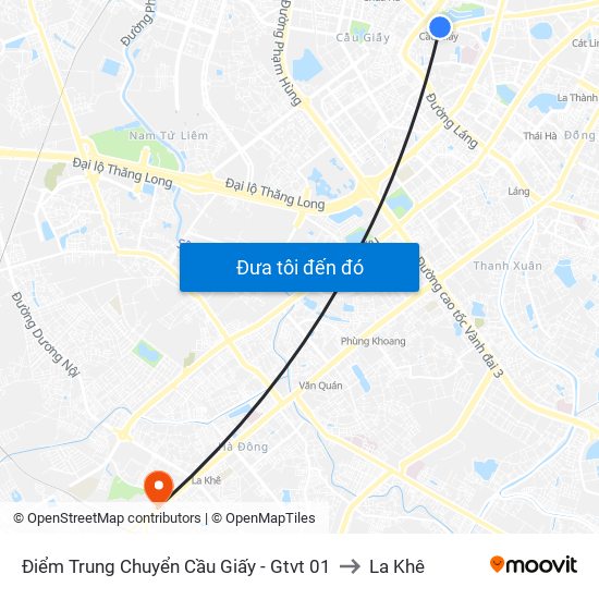 Điểm Trung Chuyển Cầu Giấy - Gtvt 01 to La Khê map