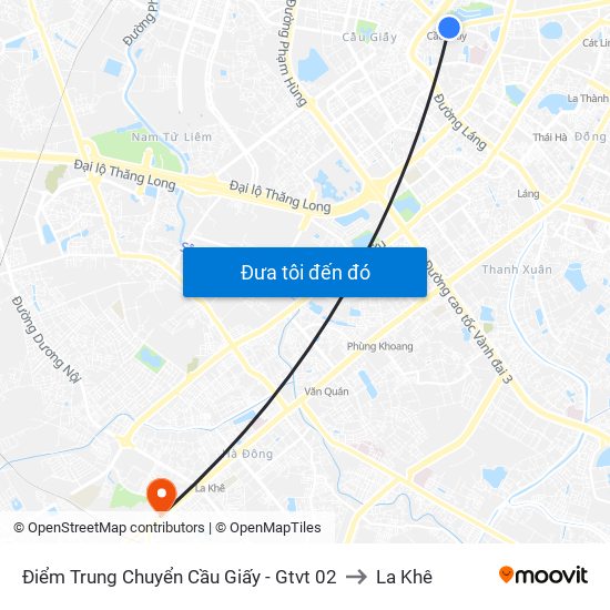Điểm Trung Chuyển Cầu Giấy - Gtvt 02 to La Khê map