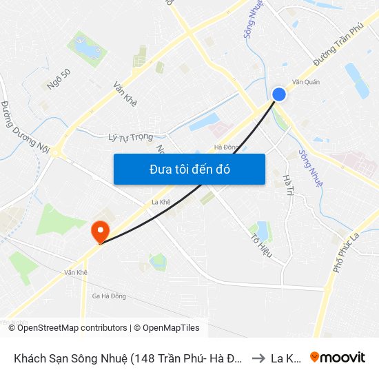 Khách Sạn Sông Nhuệ (148 Trần Phú- Hà Đông) to La Khê map