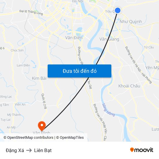 Đặng Xá to Liên Bạt map