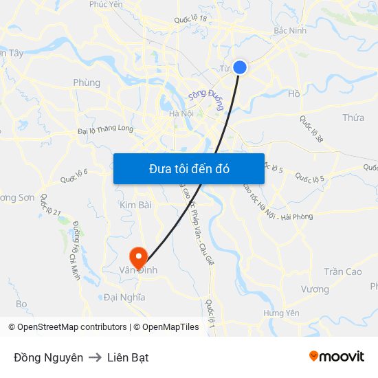 Đồng Nguyên to Liên Bạt map