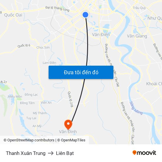 Thanh Xuân Trung to Liên Bạt map
