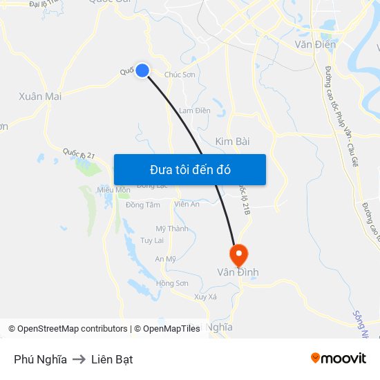 Phú Nghĩa to Liên Bạt map